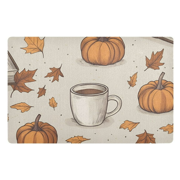 Yayeee Doormat for Indoor Entrance 32" x 20" Non Slippery Floor Rug, Fall Pumpkin Pattern