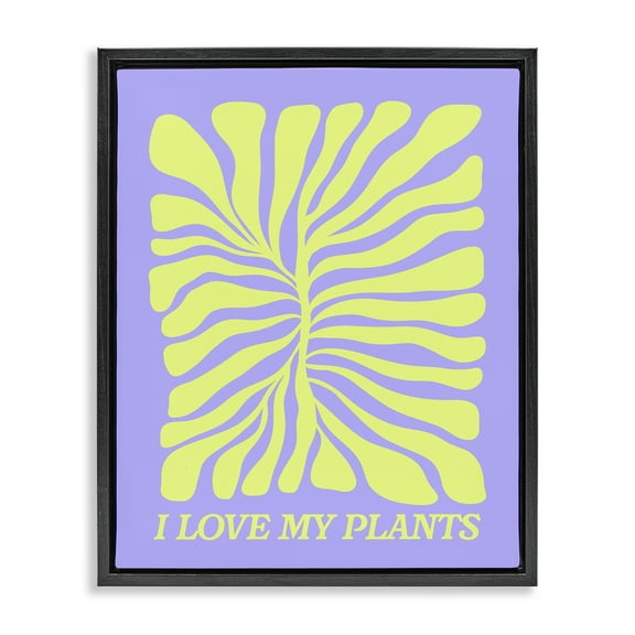 Stupell Industries Midcentury Love My Plants Plants & Flowers Painting Black Floater Framed Canvas Art Print Wall Art, 17 x 21