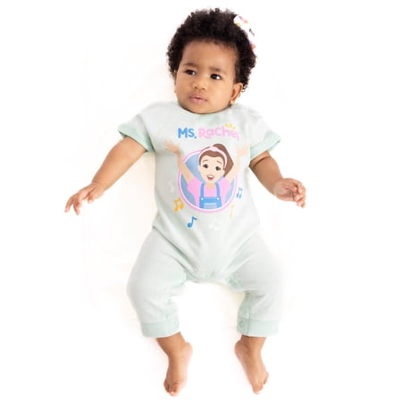Ms. Rachel Baby Boys or Girls Graphic Washed Romper, Sizes 0/3M-24M