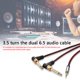 thumbnail image 4 of 3,5 mm a 2 X 6,35 mm, chapado en oro, conector TRS macho de 3,5 mm y 1/8" a conector TS doble de 6,35 mm y 1/4" 5 metros, 4 of 7