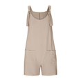 thumbnail image 4 of Coerni Girls Summer Casual Rompers Beach Travel Overalls for Kids Bib Short Overalls Loose Linen Jumpsuit with Pocket, 4 of 4