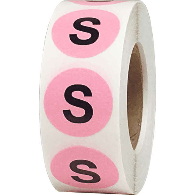 Autocollants de Taille de Vêtements de Petit Cercle Rose, Rond de 3/4 de Pouce, 500 Labels sur un Rouleau