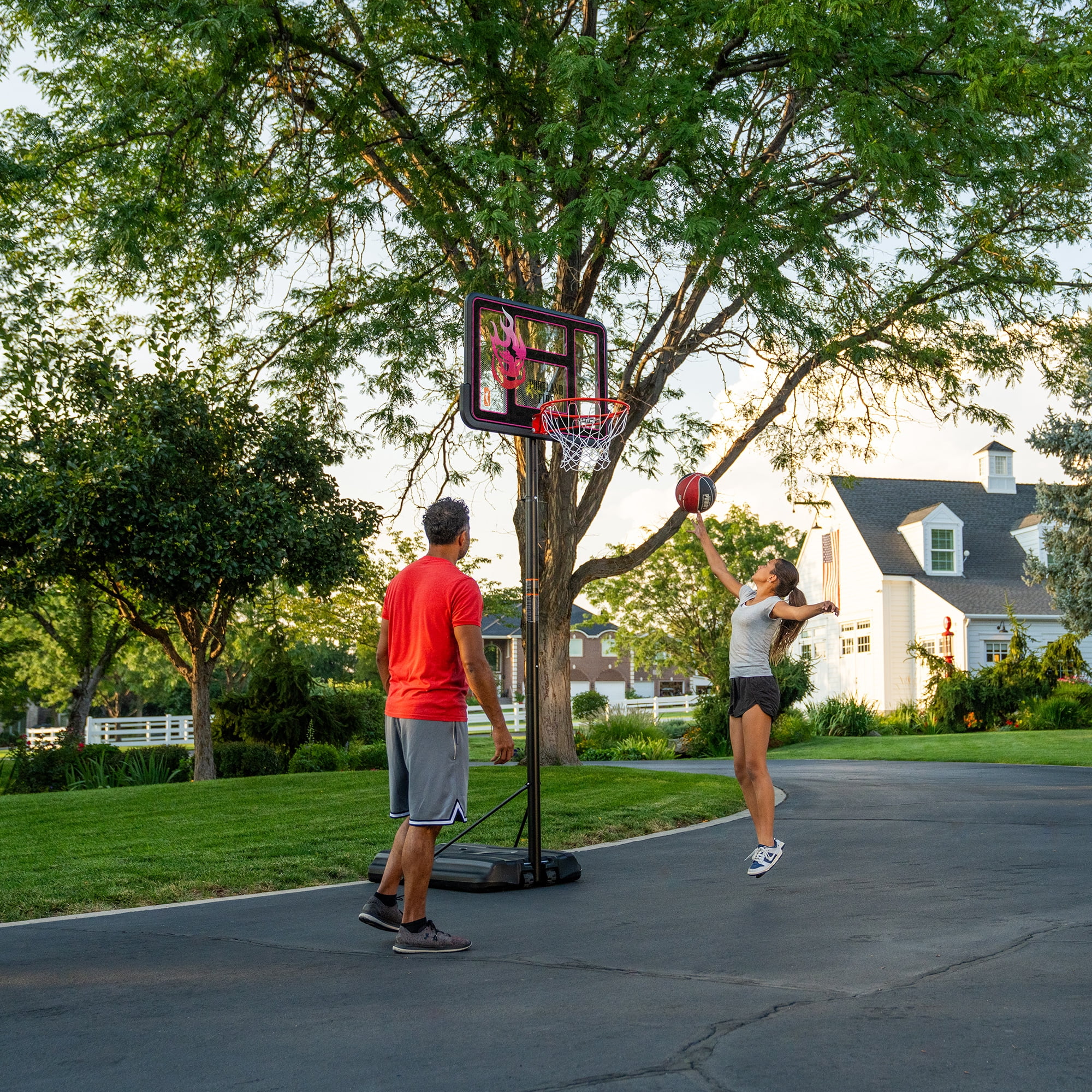Lifetime WNBA Portland Fire 44" Portable Basketball Hoop with Wheels - 7.5 to 10 Ft Adjustable Height