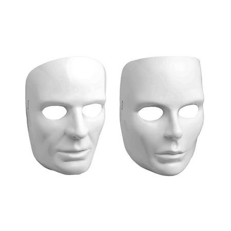Mardi Gras White Blank Face Male And Female Plastic Masquerade Costume Masks Set