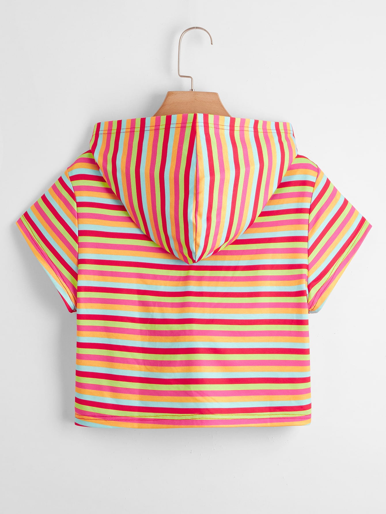 Women's Plus Striped Print Zip Up Hooded Top 12011202W231614