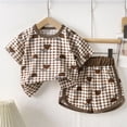 thumbnail image 2 of NOLDARES Kids Toddler Baby Boys Outfits 2 Piece Trendy Print Short Sleeve Round Neck T-Shirt and Relaxed Fit Shorts Sets Clothes(Brown,18-24 M), 2 of 6