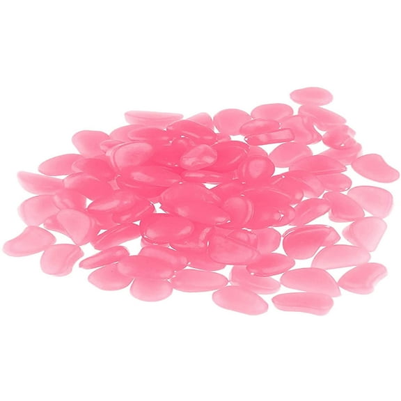 Dengmore 100Pcs Luminous Stone Glow in The Dark Pebbles Rocks Decor for Walkway Yard Grass Fish Tank Pink