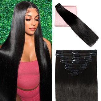 20 Inch Clip-In Human Hair Extensions 7pc 160g Double Drawn Amazon.com : Lovrio 160g 20 inch Clip in Human Hair  main image 4