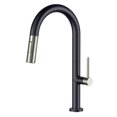 thumbnail image 1 of Fine Fixtures Pull Down Single Handle Kitchen Faucet Gun Black And Satin Nickel, 1 of 6