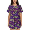thumbnail image 1 of Balery Carnival Masks and Beads Conjunto de Pijama para Mujer con Estampado, Dos Piezas de Manga Corta y Shorts, Ropa de Dormir Suave con Cuello Redondo y Bolsillos-4X-Large, 1 of 6