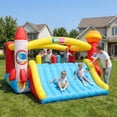 thumbnail image 2 of Bounce House for Big Kids, Large Space Rocket Bouncy Bounce with Big Slide & Obstacle Poles, Inflatable Jumping Castle Indoor/Outdoor with 550W Blower for Party, Backyard, 2 of 7