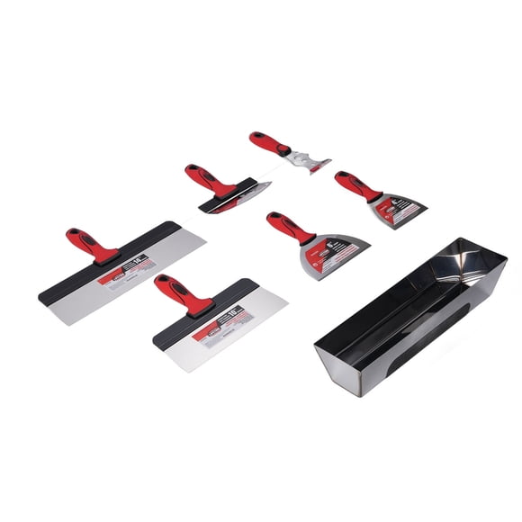 Drywall Hand Tool Kit, Rugged Mirror Polished Finish Drywall Finishing Hand Tool Kit Multifunctional for Construction Sites