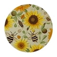 thumbnail image 4 of HAOXIT Cute Spring Bee Round Tablecloth Washable Polyester  Trim,Yellow Sunflower Kitchen Circle Table Cloth Cover for Party Dinning Tabletop Wedding Home Decor 54-58, 4 of 8