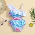 thumbnail image 4 of Traje de baño para bebé niña traje de baño para niñas Morgan Floral Ruffle 1 hombro traje de baño de 1 pieza, 4 of 5