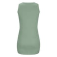 thumbnail image 4 of Sleeveless Summer Dress for Women Slim Fitted Casual Solid Color Ruched Tank Top Dress Crewneck Sports Mini Dress (Small, Green), 4 of 6