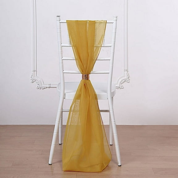 BalsaCircle 10 Mustard Yellow Extra Premium Chiffon Chair Sashes Bows Ties