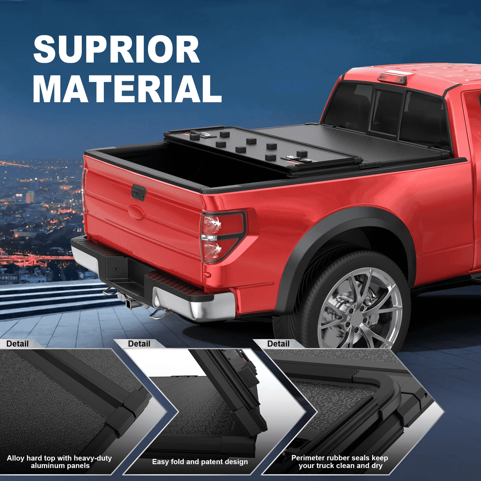 MOSTPLUS 3-Fold 5.5FT Hard Tonneau Cover for 2016-2026 Ford F150 F-150 Truck Bed W/ Lamp