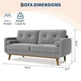thumbnail image 2 of 65"Mid Century Modern Couch Sofa Loveseat,Comfy Love Seat Couches for Living Room,2 Seater Button Tufted Upholstered  Couch Sofa for Bedroom Office Small Space, 2 of 10