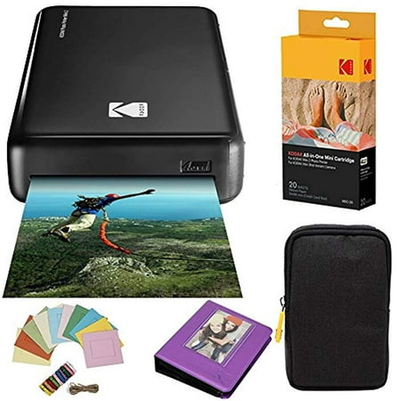 Kodak Mini2 Instant Photo Printer (Black) Deluxe Bundle + Paper (20 Sheets) + Deluxe Case + Photo Album + Hanging (Best Printer For Black And White Photos 2019)