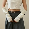 thumbnail image 1 of Warm Arm Sleeves For Leisure Comfort With Bow —Fingerless Design To Keep Hands Warm In Cozy Winter Moments For Everyday Use, 1 of 3