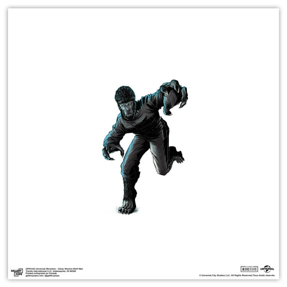 Gallery Pops Universal Monsters - Cesar Moreno Wolf Man Wall Art, Unframed Version, 12" x 12"