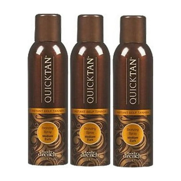 Body Drench QuickTan Bronzing Spray Instant Self Tanner, Medium/Dark, 6oz, 3 Pack