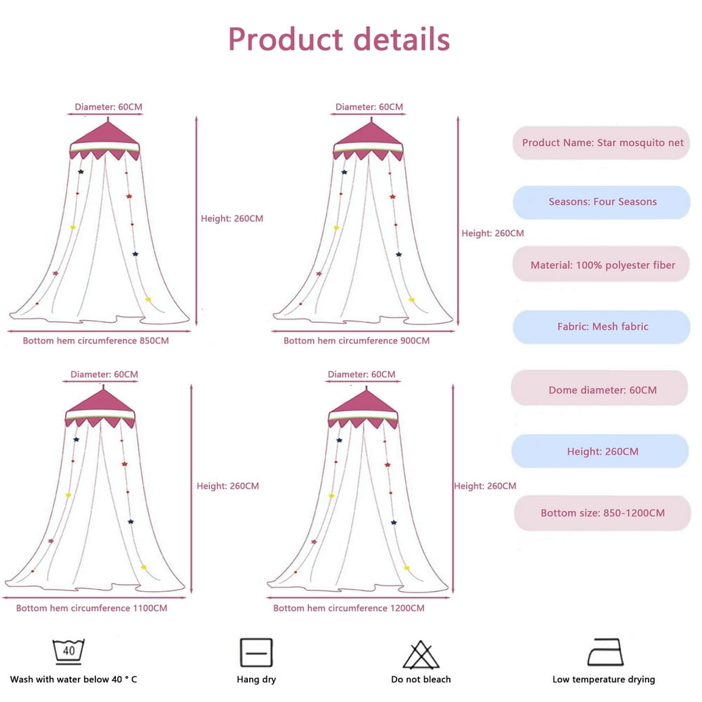 EIMELI Princess Bed Canopy for Girls with Glowing Stars  Ceiling Tent Hanging Mosquito Net with Light  Fits Twin  Full  and Queen Size Beds  Suitable for Indoor Room Decor and Outdoor Use