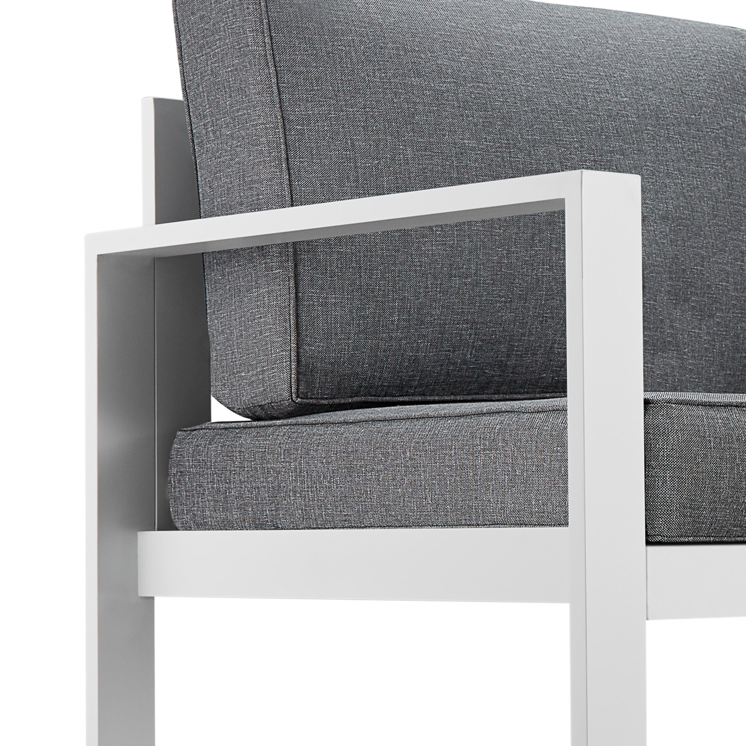 Real Flame 9621 Baltic Outdoor 3 Seat Sofa - White Frame with Gray Cushions