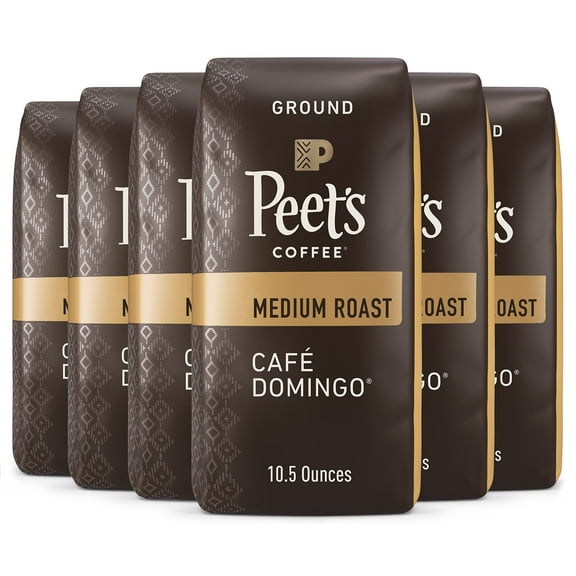 Peet,S Coffee, Medium Roast Ground Coffee - Cafe Domingo 63 Ounces (Six Bags Of 10.5 Ounce)