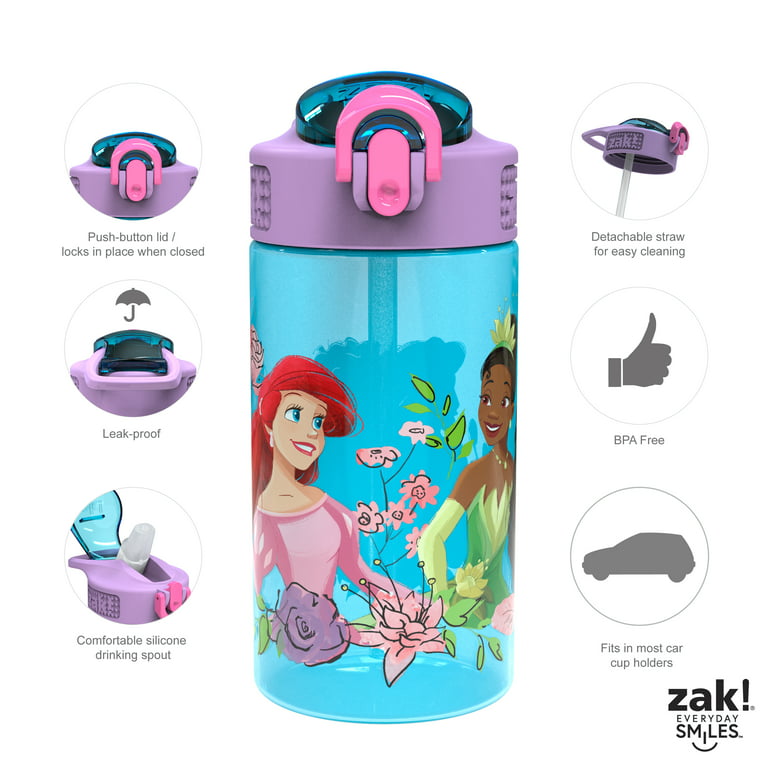 Zak Designs 16oz Riverside Beach Life Kids Water Bottle with Straw and Built  in Carrying Loop