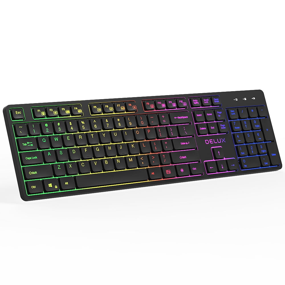 DELUX SK800GL 2.4G Wireless Silent Keyboard with Rainbow LED Backlit
