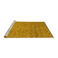thumbnail image 2 of Ahgly Company Machine Washable Indoor Square Abstract Yellow Modern Area Rugs, 4' Square, 2 of 4