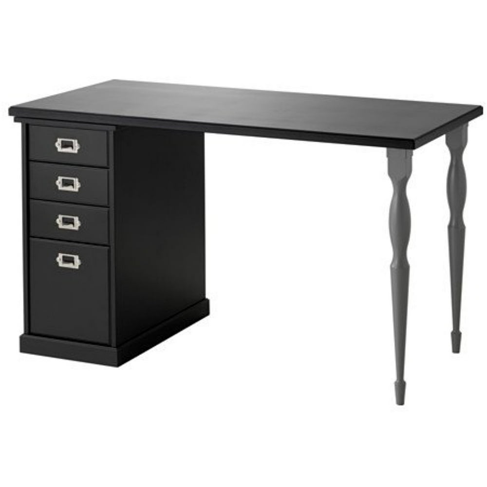 Ikea Computer Table with drawers, black, gray 47 1/4x23 5/8 ", 20202.
