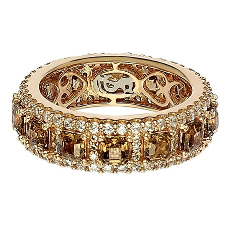 - Suzy Levian Rose Sterling Silver Cubic Zirconia Champagne and White Modern Eternity Band