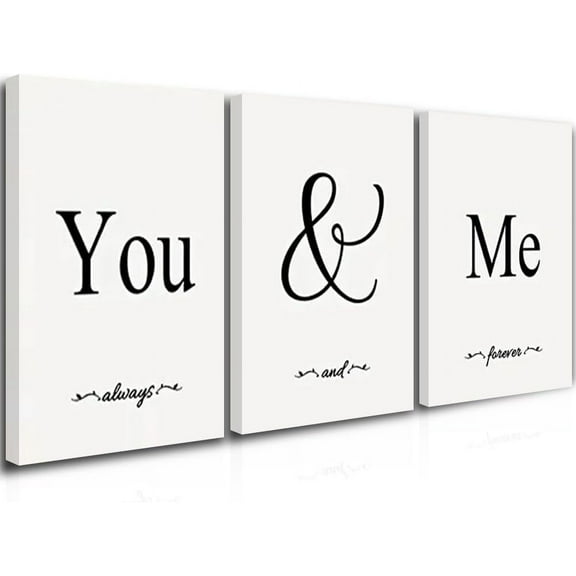 Black and White Bedroom Art Love Wall Decor You And Me Word Canvas Poster Bedroom Wall Decor Aesthetic Ideal Gift for Girls Bedroom Wall Decor Farmhouse Wall Art for Corridor Wall Decor 12"x16"