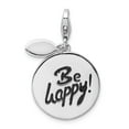 thumbnail image 3 of 925 Sterling Silver Rhodium-plated Polished Be Happy! Lobster Clasp Charm Pendant; for Adults and Teens; for Women and Men, 3 of 3