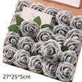 thumbnail image 2 of Artificial Flowers 25pcs Fake Roses with Stems and 2 leaves for DIY Wedding Bouquets Party Decor, 2 of 5