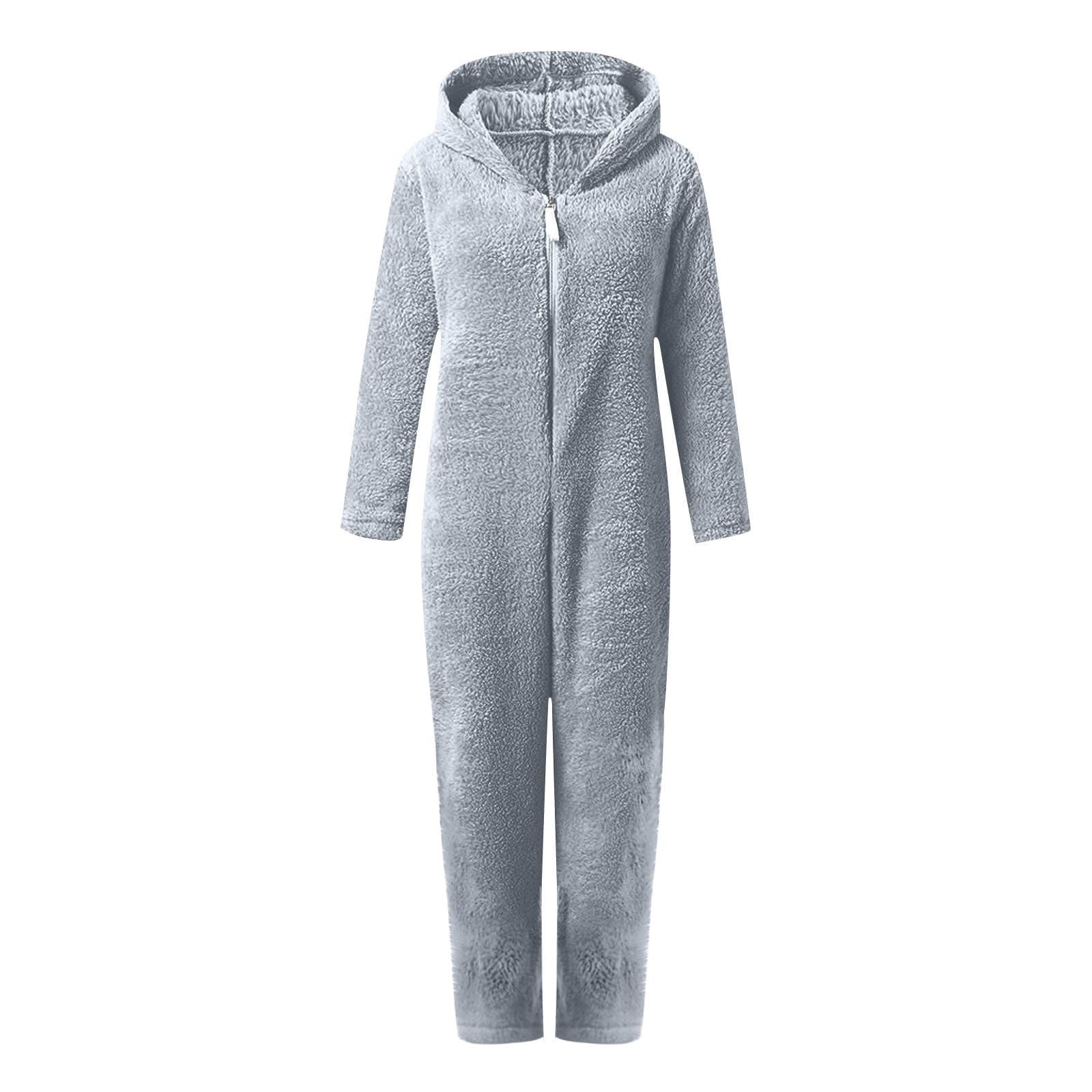 FUZHIQ Boys Girls Fleece Jumpsuits Onesie One Piece Zip Up Hooded Super Soft Fuzzy Hooded Rompers Warm Winter Jumpsuit for 7-8 Years