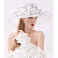 thumbnail image 4 of Women Derby Fascinator Hat Organza Church Wedding Hat Wide Brim Cocktail Tea Party Hat, 4 of 5