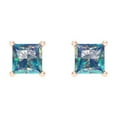 thumbnail image 3 of 14K Solid Gold Screw Back Stud Earrings for Women | 1.5 cttw Princess Cut Blue Moissanite | Rose Gold, 3 of 5