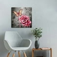 thumbnail image 2 of Nawypu  l Pink Rose Flower Wall Art Paintings Floral with Butterfly Prints on Grey Canvas Picture Wall Decoration Framed Trendy Gold and Pink Bathroom Bedroom Decor Artwork, 2 of 4