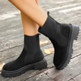 thumbnail image 2 of Dasayo Chunky Womens Booties Black Hiking Ankle Non Slip Comfy Stretchy Boots Womans Shoes 36, 2 of 9