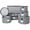 thumbnail image 1 of Ensemble de Rangement pour Chine, Coque Rigide et Empilable, pour le Rangement et le Transport de Vaisselle, Protège la Vaisselle, les Tasses et les Mugs, Séparateurs d'Assiettes en Feutre Inclus (Gris, Ensemble de 5 Pcs), 1 of 5