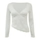 thumbnail image 1 of Top corto de manga larga y cuello cuadrado para mujer - Camiseta básica ajustada lisa - Entrenamiento/yoga - Tallas S-L, 1 of 5