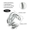 thumbnail image 5 of Lancharmed White Gold Plated Rings Double 5 Lines Crossed Zirconia Openings Adjustable Thumb Rings for Women Valentines Day Gifts for Him, 5 of 6