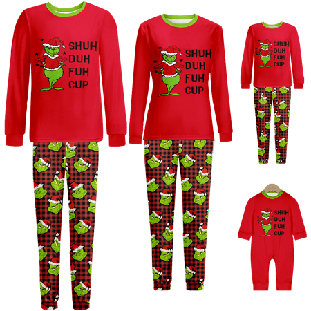 

Family Christmas Pajamas Christmas Santa Monster Cartoon Print Sizes Baby-Kids-Adult-Pet 2 Pieces Top and Pants Bodysuits Pajamas Set