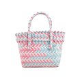 thumbnail image 1 of Bolsos Bolsos de playa Bolso de cubo transpirable para mujer PU tejido para fiesta navideña (azul rosa) Ehuebsd Para Estrenar, 1 of 9