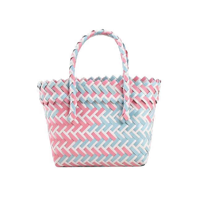 Bolsos Bolsos de playa Bolso de cubo transpirable para mujer PU tejido para fiesta navideña (azul rosa) Ehuebsd Para Estrenar