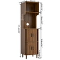 thumbnail image 2 of GODPAW 69" Tall Record Player Stand with Sliding Doors, 4-Tier Fluted Vinyl Record Storage Cabinet, Walnut, 2 of 8