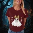 thumbnail image 5 of TOWED22 Halloween Shirts for Women Cute Ghost Graphic Tees Fall Crewneck Short Sleeve Costumes Autumn Party Graphic T-Shirt(Wine,XXL), 5 of 8